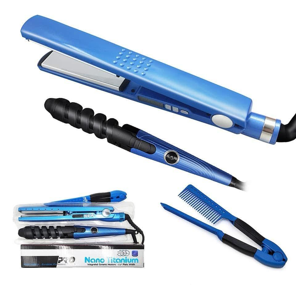 Combo Profesional de Plancha, Rizador y Peine para Cabello