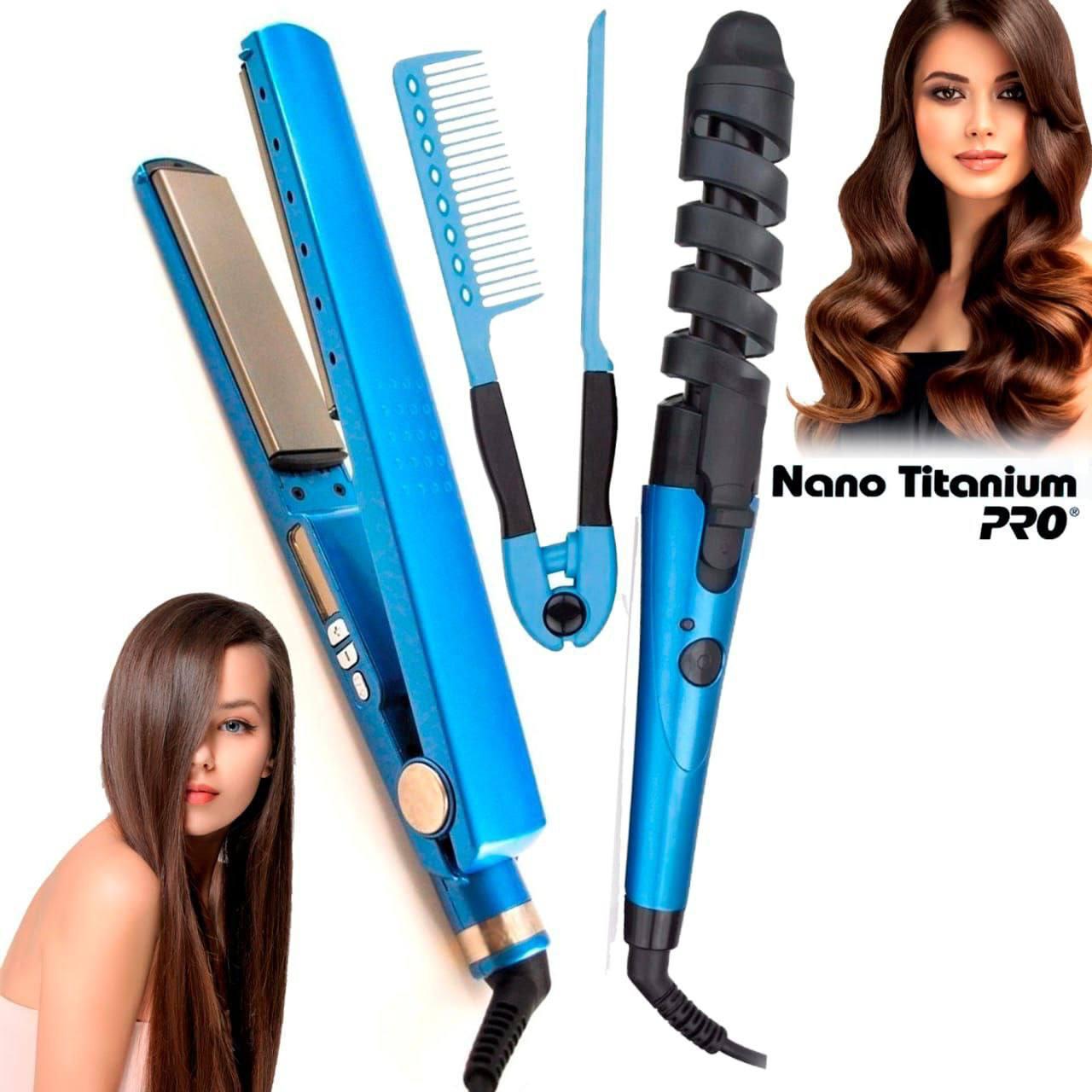 Combo Profesional de Plancha, Rizador y Peine para Cabello