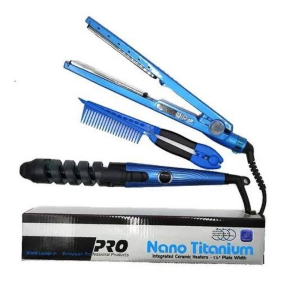 Combo Profesional de Plancha, Rizador y Peine para Cabello