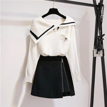 Two-piece Sweater With Skirt Temperament Was Thinner